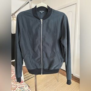 American Apparel Womens Black Amelia Lightweight Zip Up Bomber Jacket